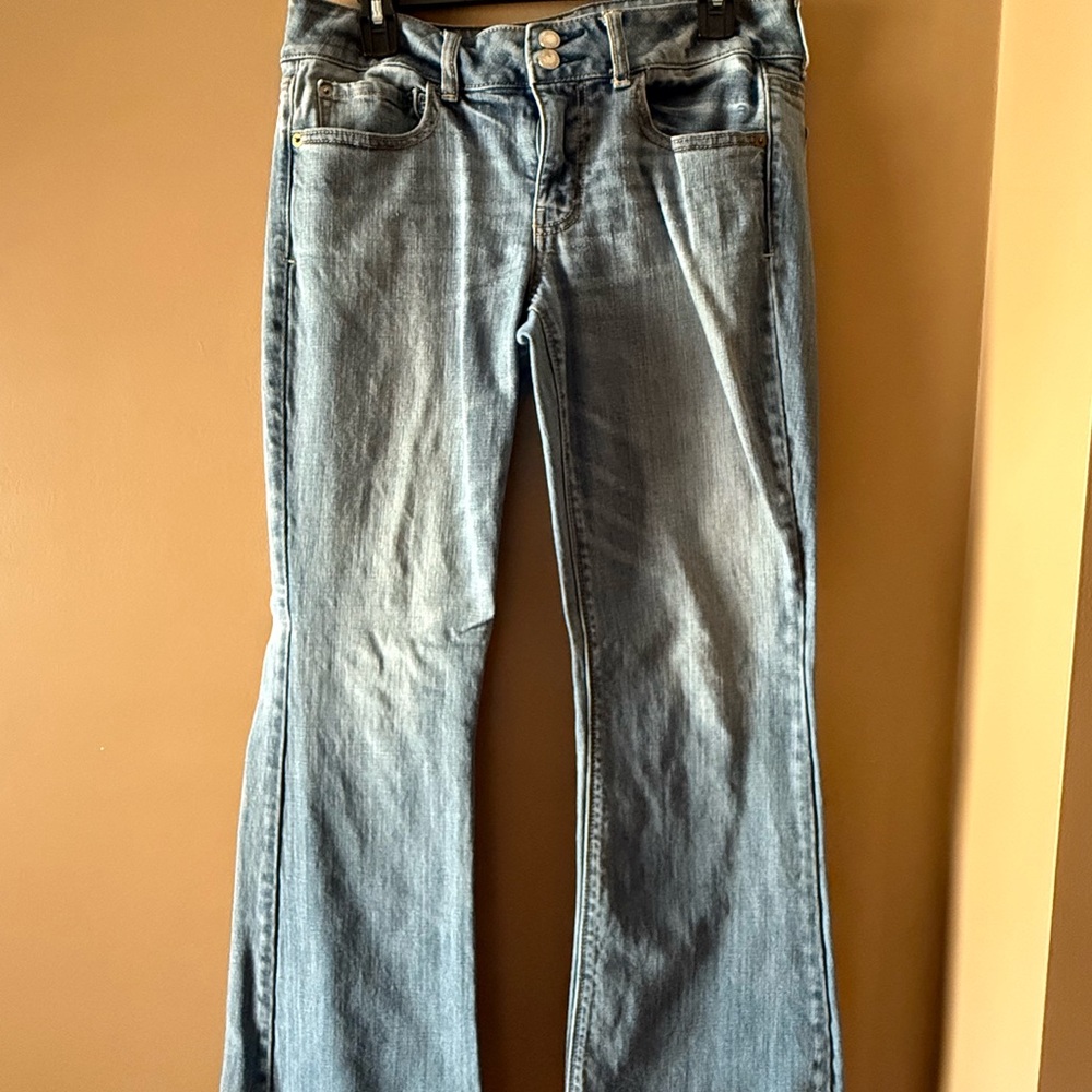 American Eagle Blue Flare Wide Leg Jeans